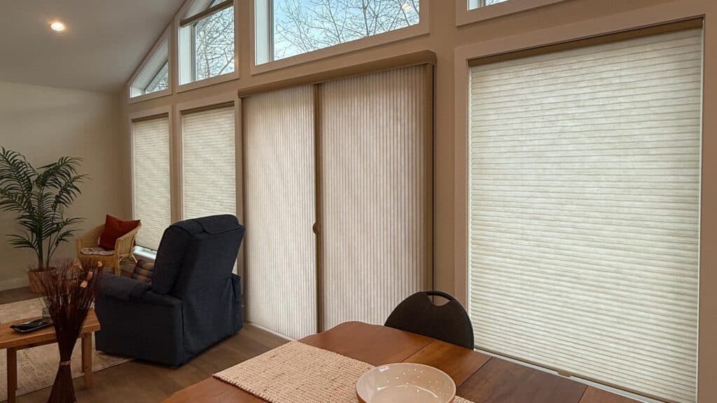 Removing window blinds for repair or replacement. Home renovation process, interior design, window treatment maintenance, and DIY home improvement.